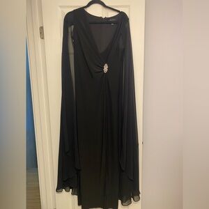 R&M Richards Black Long Sleeve Dress with Embellishment